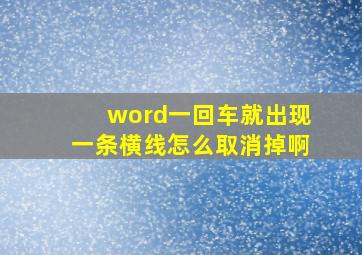 word一回车就出现一条横线怎么取消掉啊