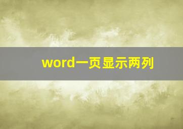 word一页显示两列