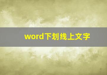 word下划线上文字