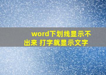 word下划线显示不出来 打字就显示文字