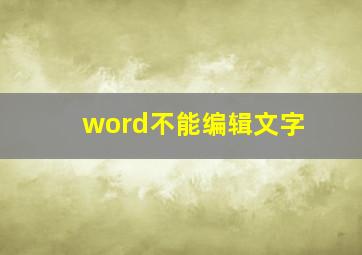 word不能编辑文字