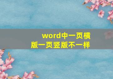 word中一页横版一页竖版不一样