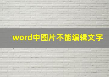 word中图片不能编辑文字