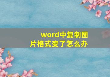 word中复制图片格式变了怎么办