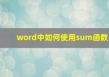 word中如何使用sum函数