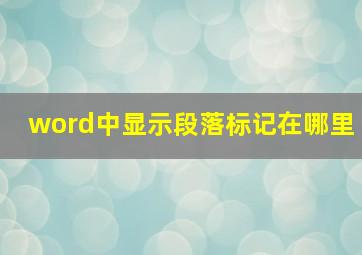 word中显示段落标记在哪里