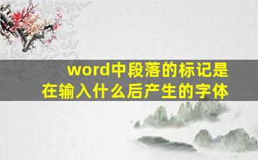 word中段落的标记是在输入什么后产生的字体