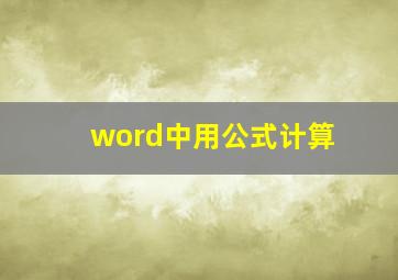 word中用公式计算