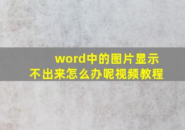 word中的图片显示不出来怎么办呢视频教程