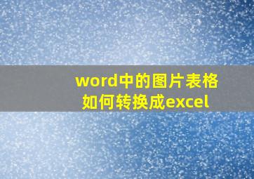 word中的图片表格如何转换成excel