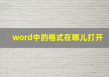 word中的格式在哪儿打开