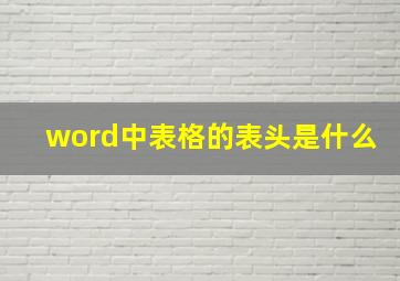 word中表格的表头是什么