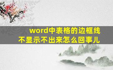 word中表格的边框线不显示不出来怎么回事儿