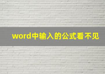 word中输入的公式看不见