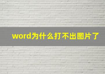 word为什么打不出图片了