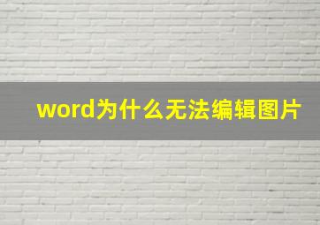 word为什么无法编辑图片