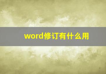 word修订有什么用