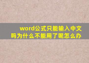 word公式只能输入中文吗为什么不能用了呢怎么办