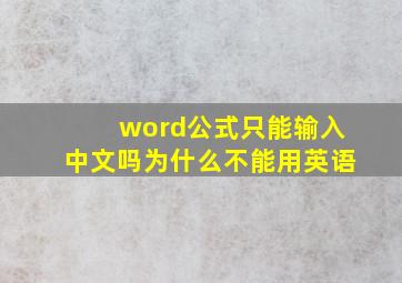 word公式只能输入中文吗为什么不能用英语