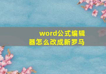 word公式编辑器怎么改成新罗马