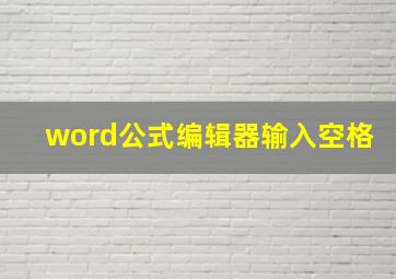 word公式编辑器输入空格