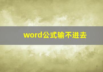 word公式输不进去