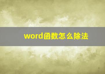 word函数怎么除法