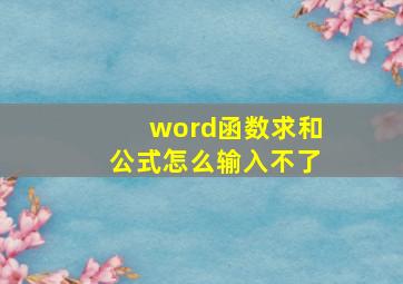 word函数求和公式怎么输入不了