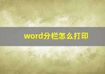 word分栏怎么打印