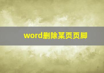 word删除某页页脚