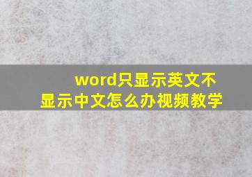 word只显示英文不显示中文怎么办视频教学