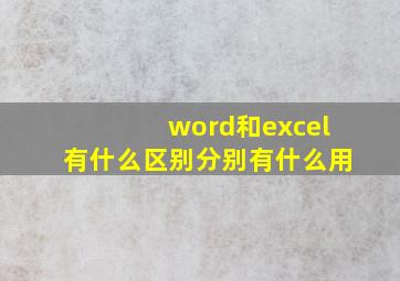 word和excel有什么区别分别有什么用