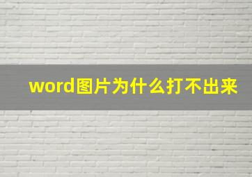 word图片为什么打不出来