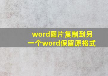 word图片复制到另一个word保留原格式