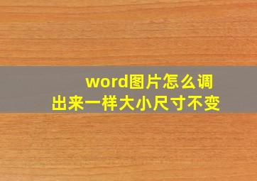 word图片怎么调出来一样大小尺寸不变