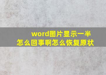 word图片显示一半怎么回事啊怎么恢复原状