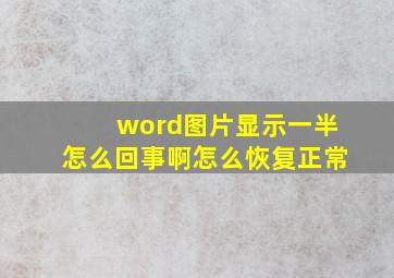 word图片显示一半怎么回事啊怎么恢复正常