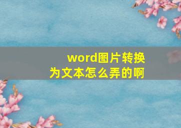 word图片转换为文本怎么弄的啊