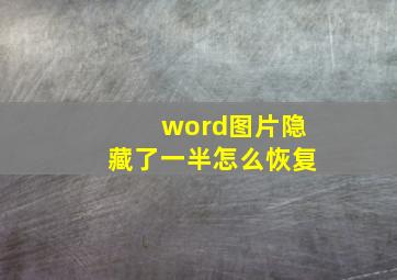 word图片隐藏了一半怎么恢复