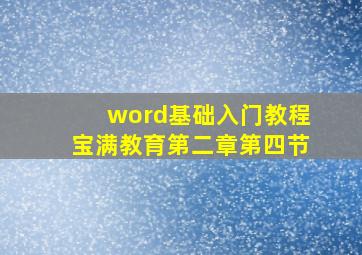 word基础入门教程宝满教育第二章第四节