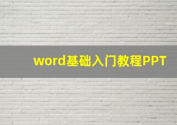 word基础入门教程PPT