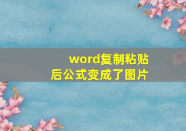 word复制粘贴后公式变成了图片