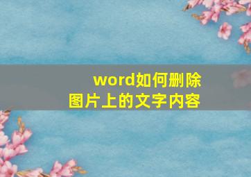 word如何删除图片上的文字内容