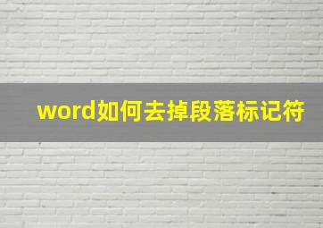 word如何去掉段落标记符