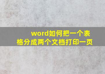 word如何把一个表格分成两个文档打印一页