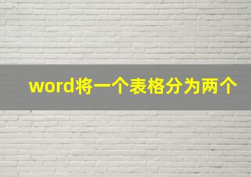 word将一个表格分为两个