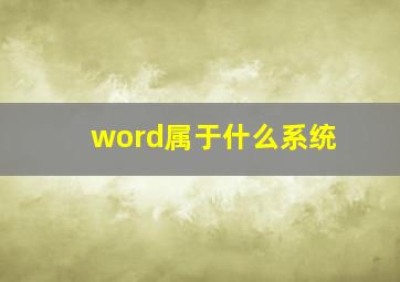 word属于什么系统