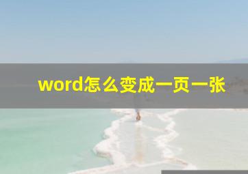 word怎么变成一页一张