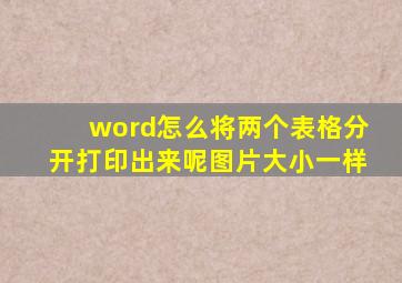 word怎么将两个表格分开打印出来呢图片大小一样