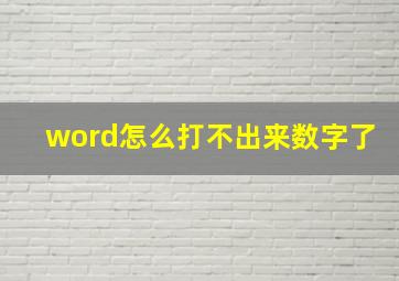 word怎么打不出来数字了